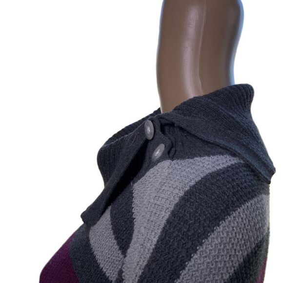 Eddie Bauer Gray Red Striped Highneck Pullover Button Academia Sweater Size XL - Picture 12 of 15